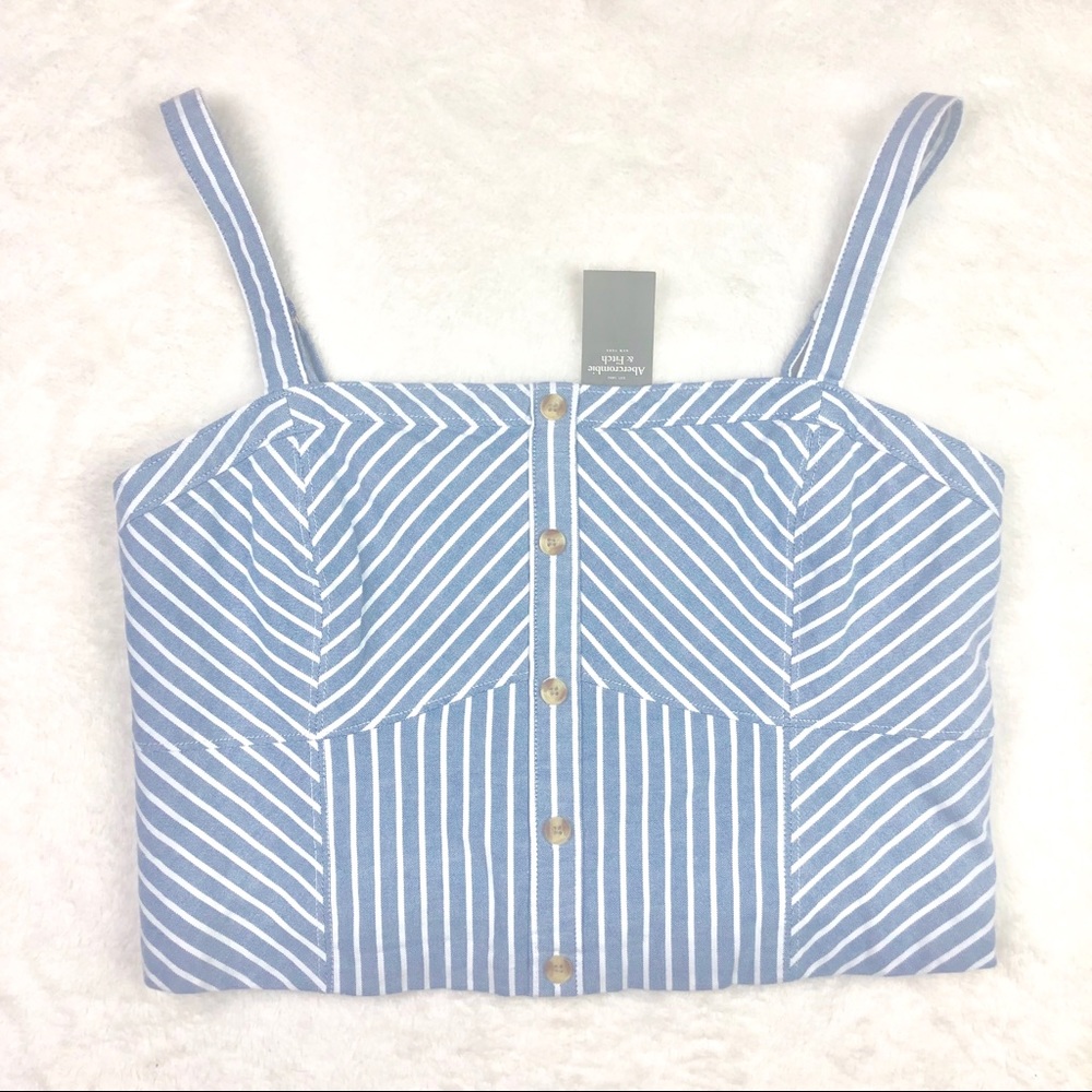 ⛱ NWT Abercrombie & Fitch Striped Crop Top Tank XL - Picture 4 of 11